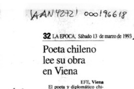 Poeta chileno lee su obra en viena  [artículo].