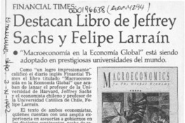 Destacan libro de Jeffrey Sachs y Felipe Larraín  [artículo].