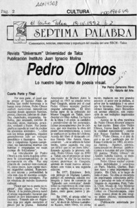 Pedro Olmos  [artículo] Pedro Zamorano Pérez.