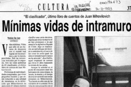 Mínimas vidas de intramuro  [artículo] Verónica San Juan.