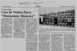 Casa de Violeta Parra "monumento histórico"  [artículo].