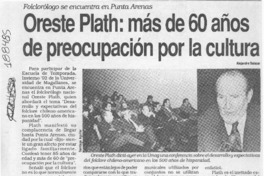 Oreste Plath; más de 60 años de preocupación por la cultura  [artículo] Alejandro Salazar.
