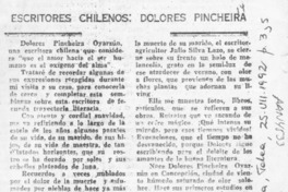 Escritores chilenos; Dolores Pincheira  [artículo] José Flores Leiva.