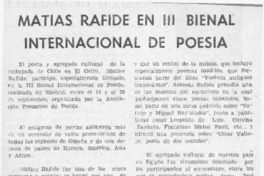 Matías Rafide en III bienal internacional de poesía  [artículo].