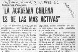 "La Academia Chilena es de las más activas"  [artículo].