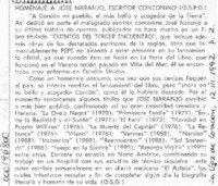 Homenaje a José Naranjo, escritor conconino  [artículo] O. S. G.