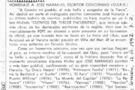 Homenaje a José Naranjo, escritor conconino  [artículo] O. S. G.