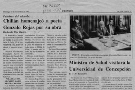 Chillán homenajeó a poeta Gonzalo Rojas por su obra  [artículo].