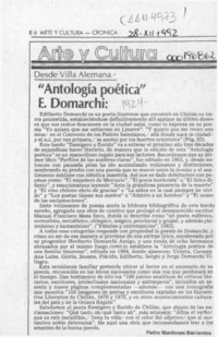 "Antología poética" E. Domarchi  [artículo] Pedro Mardones Barrientos.