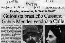 Guionista brasileño Cassiano Gabus Mendes vendría a Chile  [artículo].