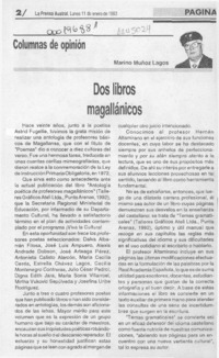 Dos libros magallánicos  [artículo] Marino Muñoz Lagos.