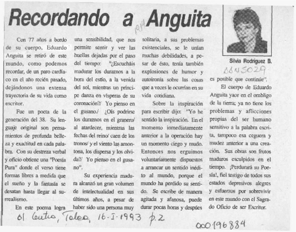 Recordando a Anguita  [artículo] Silvia Rodríguez B.