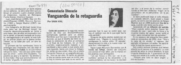 Vanguardia de la retaguardia  [artículo] Sara Vial.