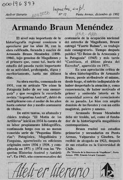 Armando Braun Menéndez  [artículo].