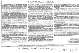 El espíritu filosófico de Andrés Bello  [artículo] Santiago Vidal Muñoz.