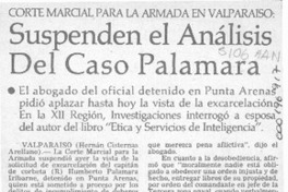 Suspenden el análisis del caso Palamara  [artículo].