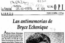 Las antimemorias de Bryce Echenique  [artículo] Pedro Solera.