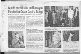 Quedó constituida en Rancagua Fundación Oscar Castro Zúñiga  [artículo].