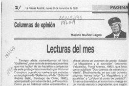 Lecturas del mes  [artículo] Marino Muñoz Lagos.