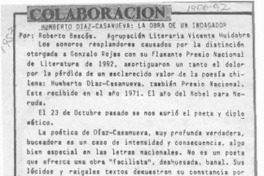 Humberto Díaz Casanueva, la obra de un indagador  [artículo] Roberto Bescós.