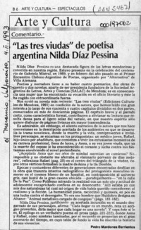 "Las tres viudas" de poetisa argentina Nilda Díaz Pessina  [artículo] Pedro Mardones Barrientos.
