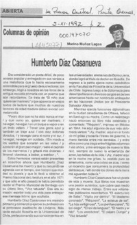 Humberto Díaz Casanueva  [artículo] Marino Muñoz Lagos.