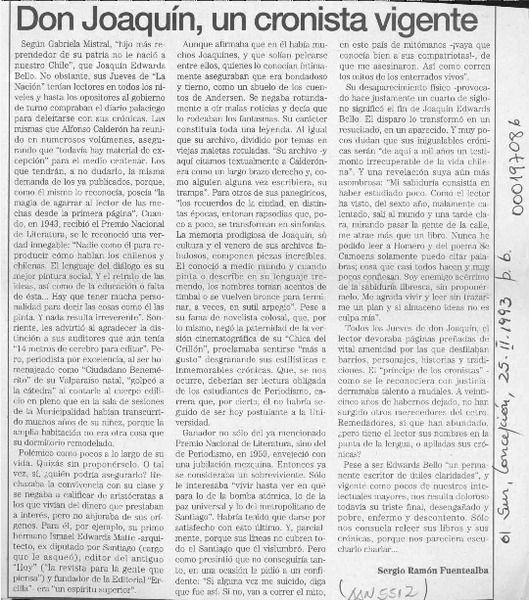 Don Joaquín, un cronista vigente  [artículo] Sergio Ramón Fuentealba.