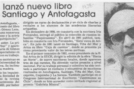 Escritor nortino lanzó nuevo libro de cuentos en Santiago y Antofagasta  [artículo].
