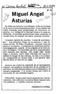 Miguel Angel Asturias  [artículo] Federico Tatter.