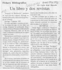 Un libro y dos revistas  [artículo] Carlos René Ibacache.