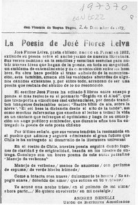 La poesía de José Flores Leiva  [artículo] Andrés Benelli.