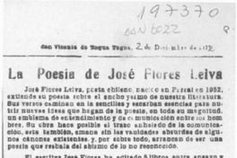La poesía de José Flores Leiva  [artículo] Andrés Benelli.