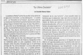 "Su última decisión"  [artículo] Eugenia González Fuenzalida.