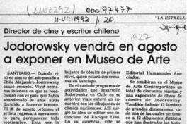 Jodorowsky vendrá en agosto a exponer en Museo de Arte  [artículo].