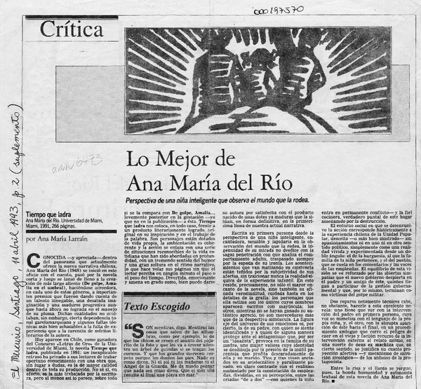 Lo mejor de Ana María del Río  [artículo] Ana María Larraín.