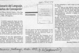 Diccionario del lenguaje de señas de Concepción  [artículo] Hernán Poblete Varas.