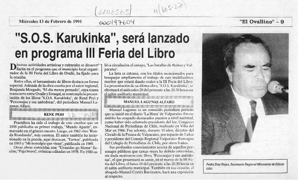 "S. O. S. Karulinka", será lanzado en programa III Feria del Libro  [artículo].