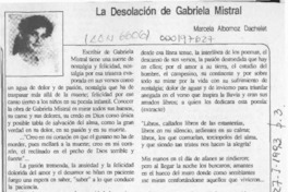 La desolación de Gabriela Mistral  [artículo] Marcela Albornoz Dachelet.