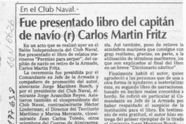 Fue presentado libro del capitán de navío (r) Carlos Martin Fritz  [artículo].