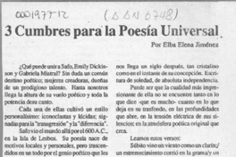 3 cumbres para la poesía universal  [artículo] Elba Elena Jiménez.