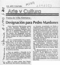 Designación para Pedro Mardones  [artículo].