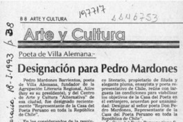 Designación para Pedro Mardones  [artículo].