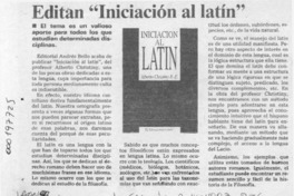 Editan "Iniciación al latín"  [artículo].