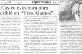 Oscar Castro estrenará obra que escribió en "Tres Alamos"