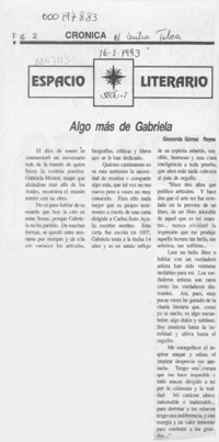 Algo más de Gabriela  [artículo] Gioconda Gómez Reyes.