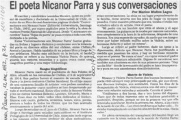 El poeta Nicanor Parra y sus conversaciones  [artículo] Marino Muñoz lagos.