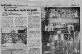 Se cumplió el sueño del poeta  [artículo] Carlos Paredes.
