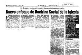 Nuevo enfoque de doctrina social de la Iglesia  [artículo] Carmen Gloria Ramos.