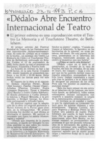"Dédalo" abre encuentro internacional de teatro  [artículo].
