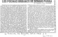 Los poemas urbanos de Sergio Parra  [artículo] Wellington Rojas Valdebenito.